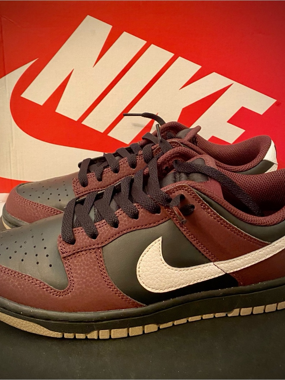 Nike Men’s Low-Top Sneakers in Burgundy, Black, and White